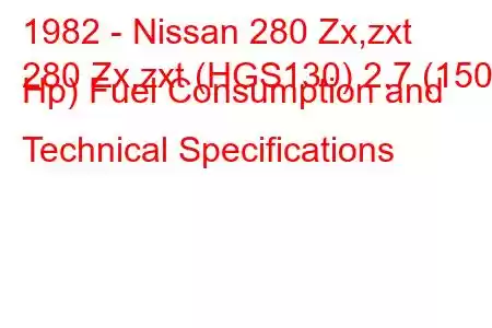 1982 - Nissan 280 Zx,zxt
280 Zx,zxt (HGS130) 2.7 (150 Hp) Fuel Consumption and Technical Specifications