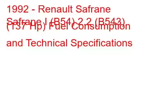 1992 - Renault Safrane
Safrane I (B54) 2.2 (B543) (137 Hp) Fuel Consumption and Technical Specifications