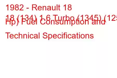 1982 - Renault 18
18 (134) 1.6 Turbo (1345) (125 Hp) Fuel Consumption and Technical Specifications