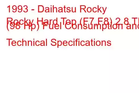 1993 - Daihatsu Rocky
Rocky Hard Top (F7,F8) 2.8 TD (98 Hp) Fuel Consumption and Technical Specifications