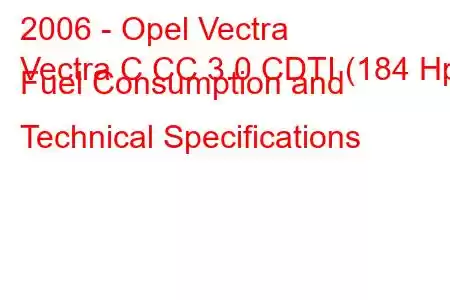 2006 - Opel Vectra
Vectra C CC 3.0 CDTI (184 Hp) Fuel Consumption and Technical Specifications