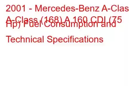 2001 - Mercedes-Benz A-Class
A-Class (168) A 160 CDI (75 Hp) Fuel Consumption and Technical Specifications