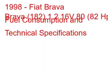 1998 - Fiat Brava
Brava (182) 1.2 16V 80 (82 Hp) Fuel Consumption and Technical Specifications