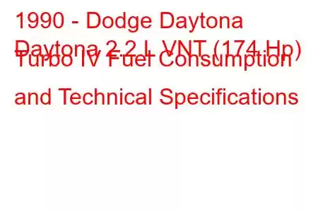 1990 - Dodge Daytona
Daytona 2.2 L VNT (174 Hp) Turbo IV Fuel Consumption and Technical Specifications