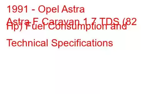 1991 - Opel Astra
Astra F Caravan 1.7 TDS (82 Hp) Fuel Consumption and Technical Specifications